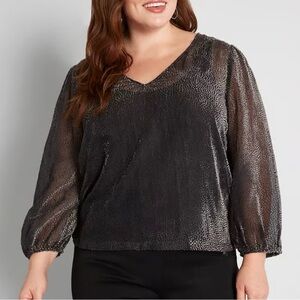 ModCloth New Sheers Eve Top Silver Grey Flocked